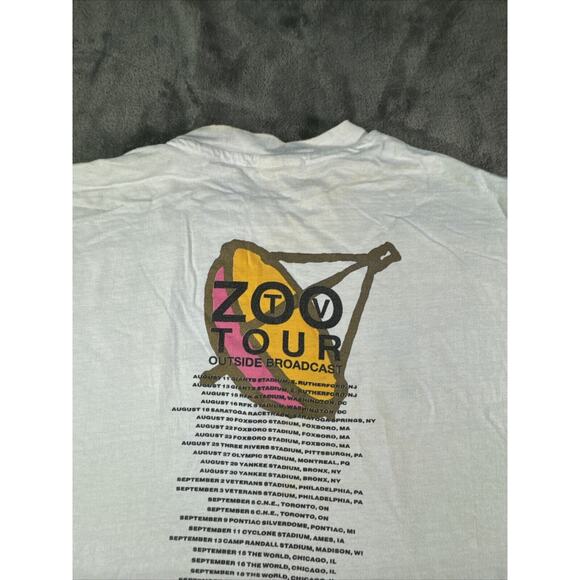 Vintage U2 Zoo Tv Outside Broadcast T-Shirt Extra Large White 1992 Rock Band 90s - Picture 13 of 16